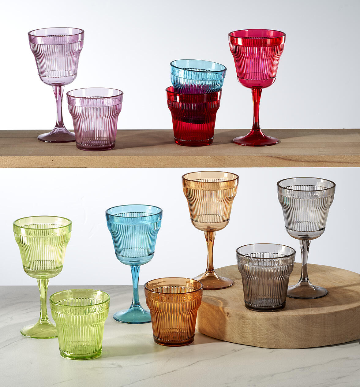 Galbiati “Plisse” set 6 bicchieri acrilico colori assortiti