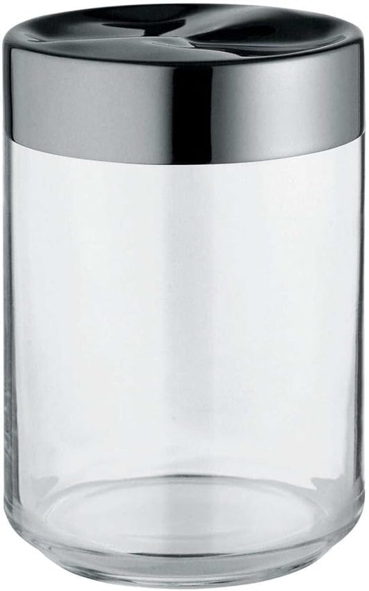 Alessi "Julieta" LC09 barattolo ermetico da cucina di design, corpo in vetro con coperchio in acciaio unossidabile 18/10, 100 cl