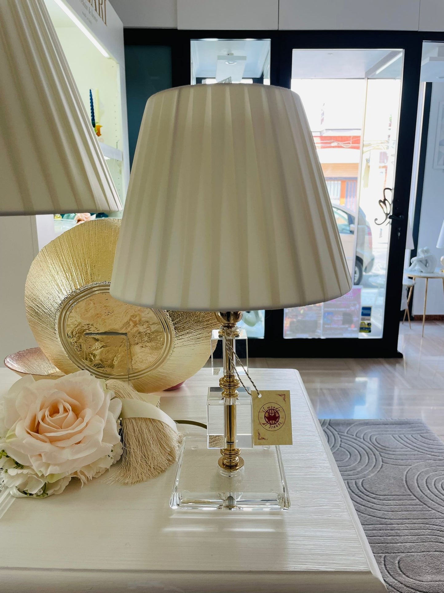 Il Mondo di Isabel lampada cristallo cubo oro piccola