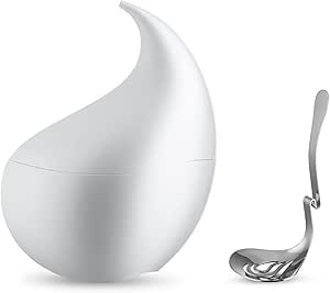 Alessi "Nunziatella" set contenitore e mestolo forato di design per servire le mozzarelle, in resina termoplastica, bianco