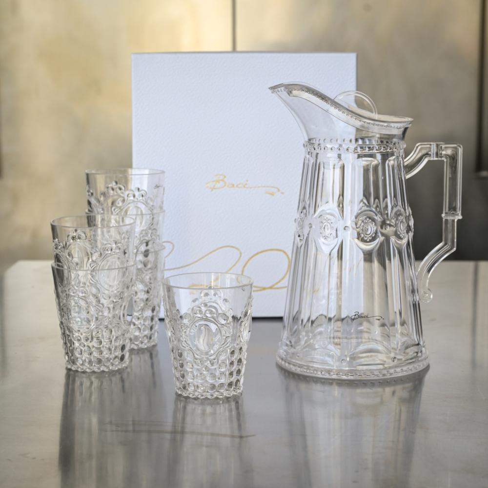 Baci Milano “Baroque & Rock” set caraffa e 6 bicchieri acqua