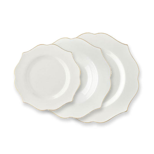Evviva Servizio di Piatti 50 pz completo Filo Oro in Porcellana New Bone China