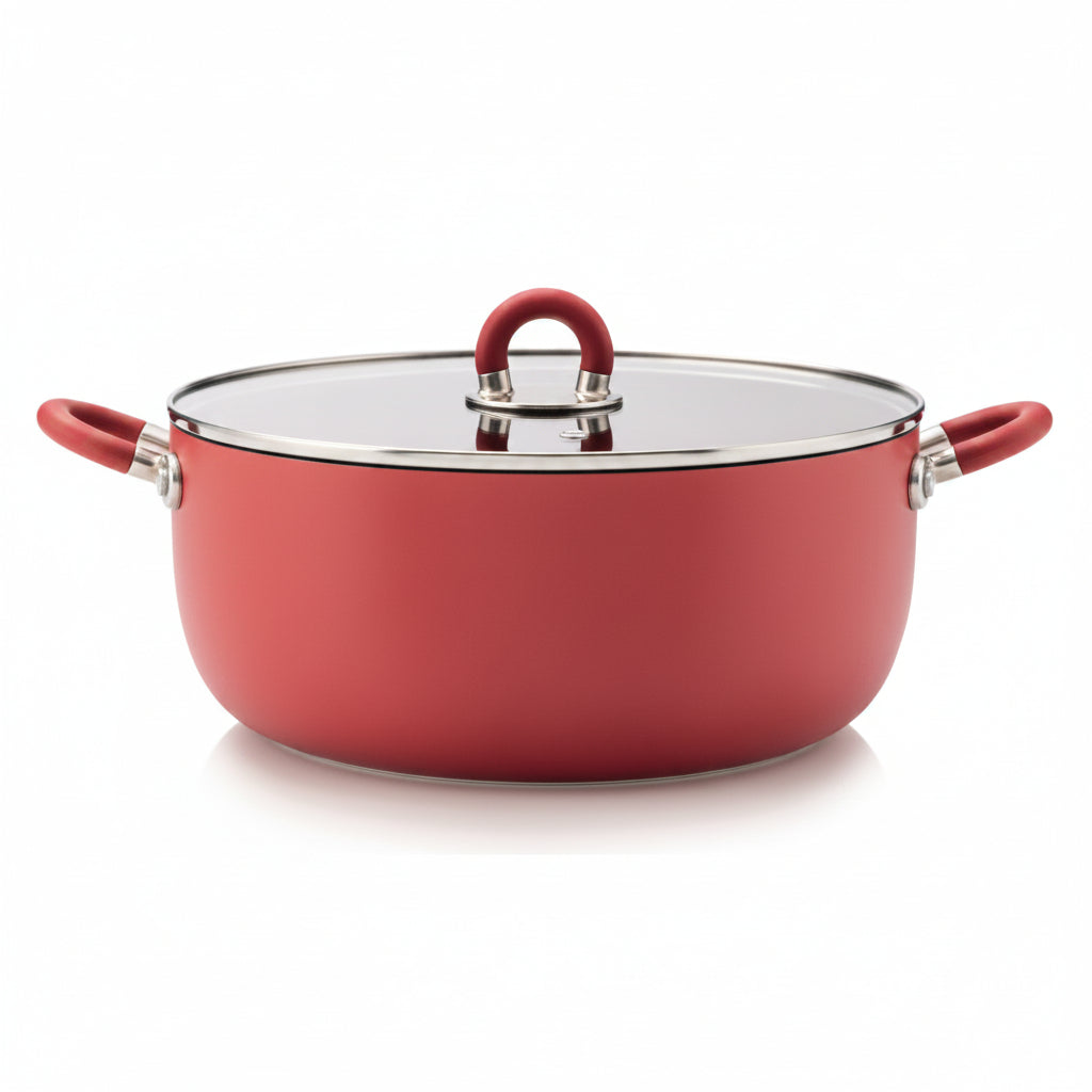 Alessi "MasterPro" casseruola in alluminio antiaderente con coperchio 24cm rosso