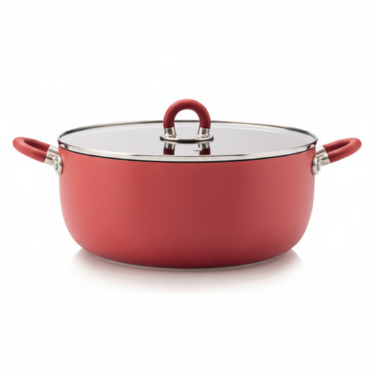 Alessi "MasterPro" casseruola in alluminio antiaderente con coperchio 16cm rosso