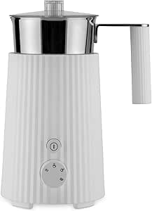 Alessi "Plissé" cappuccinatore multifunzione ad induzione, in resina termoplastica con bricco in acciaio inossidabile, spina europea, 600 W, 35 cl, bianco