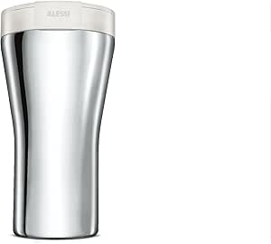 Alessi "Caffè Travel Mug" GIA 24 W coperchio in resina termoplastica bianca e mug in  acciaio inossidabile 18/10, 18 x 9.7 x 10