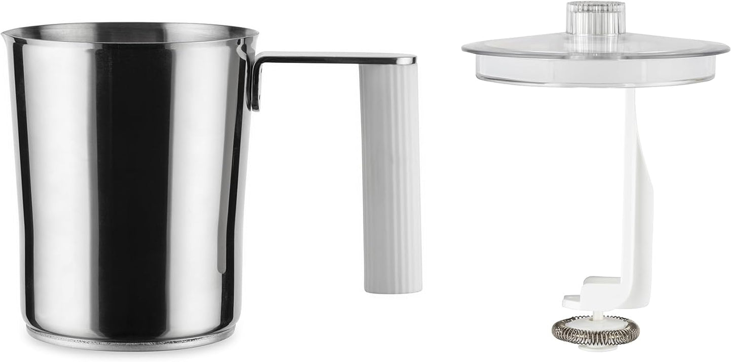 Alessi "Plissé" cappuccinatore multifunzione ad induzione, in resina termoplastica con bricco in acciaio inossidabile, spina europea, 600 W, 35 cl, bianco