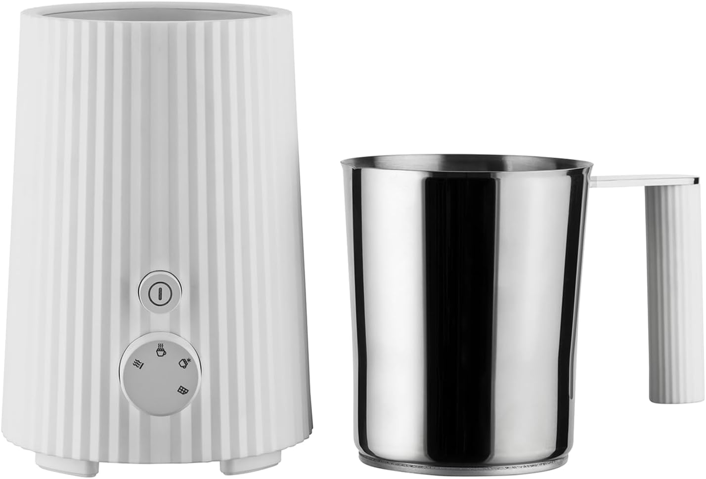 Alessi "Plissé" cappuccinatore multifunzione ad induzione, in resina termoplastica con bricco in acciaio inossidabile, spina europea, 600 W, 35 cl, bianco