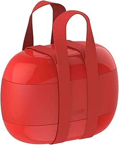 Alessi "Food À Porter" lunch box a tre scomparti in resina termoplastica, rosso, 10 cm
